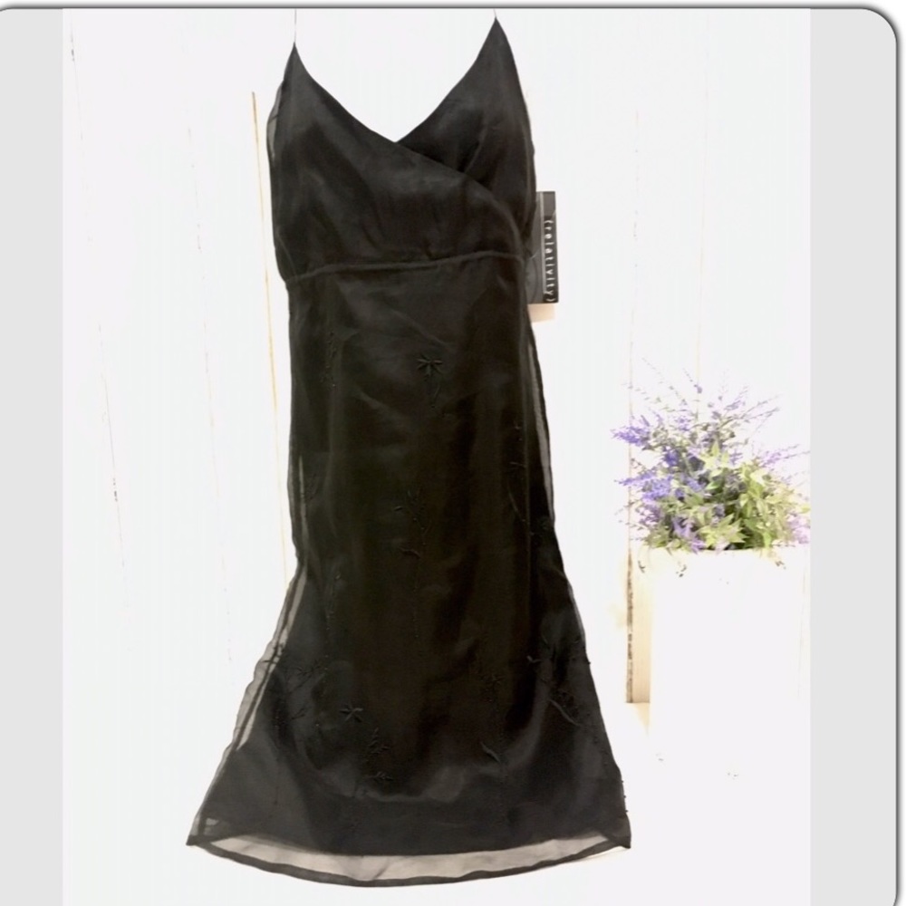 NWT Spaghetti Strapped Black Dress, Size Med